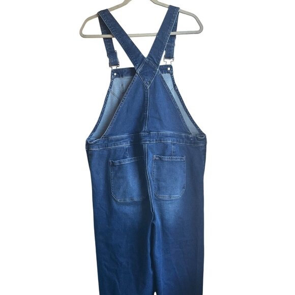 Lane Bryant 16 S Dark Wash Denim Bib Overalls Straight Adjustable Grunge Casual - Picture 2 of 12